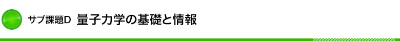 サブ課題Ｄ：量子力学の基礎と情報 見出し